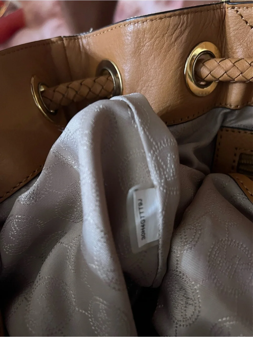 Michael Kors Tan & Cream Logo Drawstring Tote